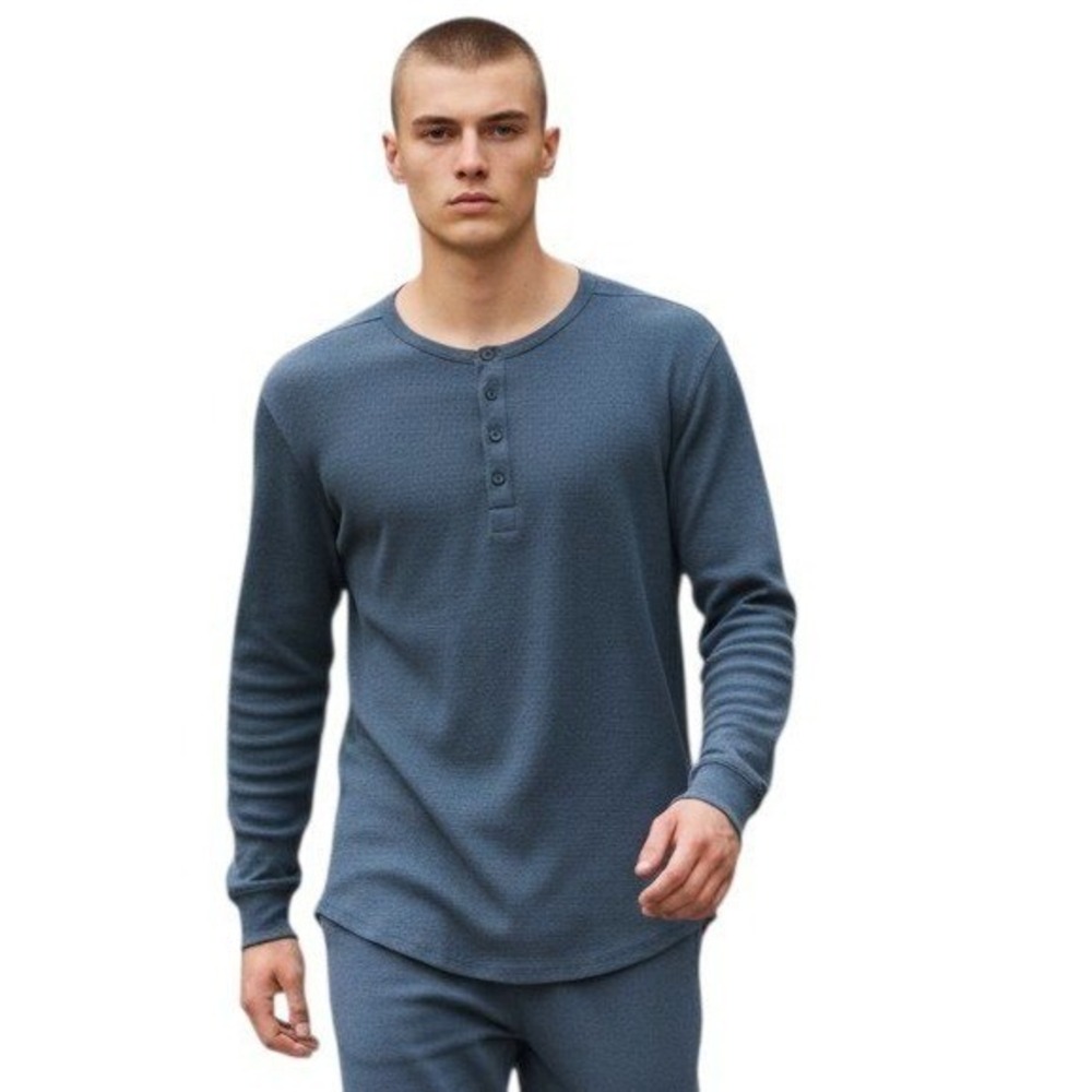Lululemon Waffle Knit Thermal Mens size XL Stitch Henley Preppy Base Layer Shirt